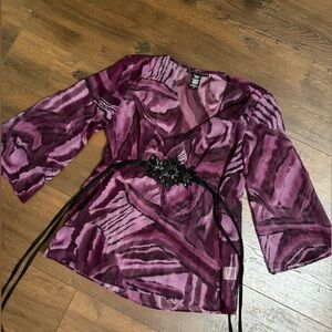 Apostrophe Violet and Black Sheer Gothic Fairy Blouse